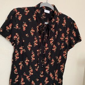 Long black floral dress